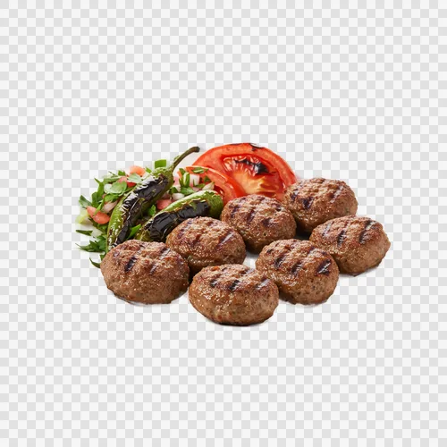 Türkische Köfte-Frikadellen vom Grill auf Teller Transparent PNG