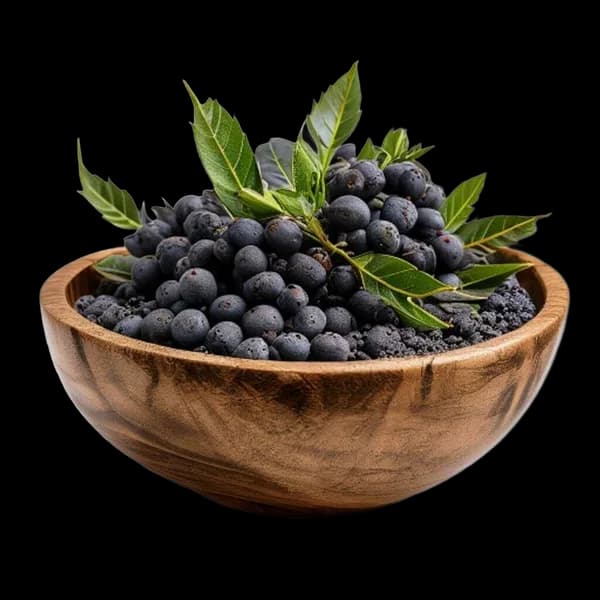 ultra-hd-juniper-berry-whole-pieces-and-ground-powder-arranged-around-wooden-bow-transparent-png