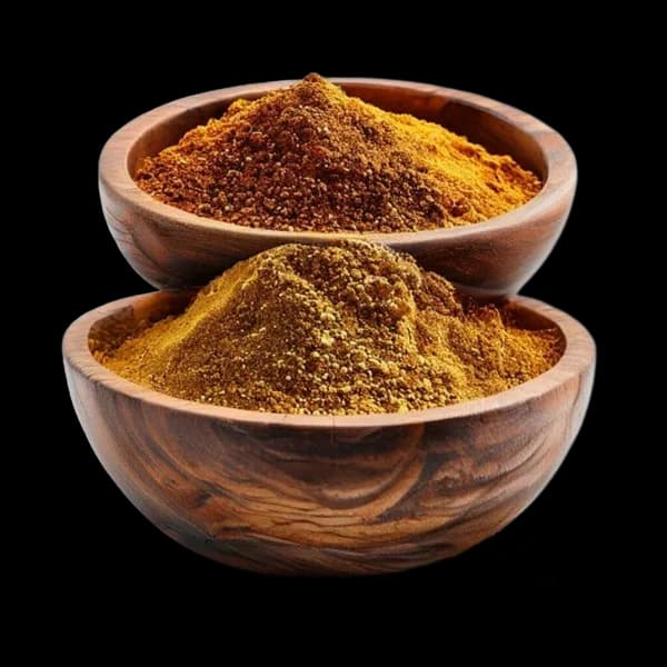 ultra-realistic-garam-masala-whole-and-ground-powder-in-wooden-bowl-front-view-s-transparent-png